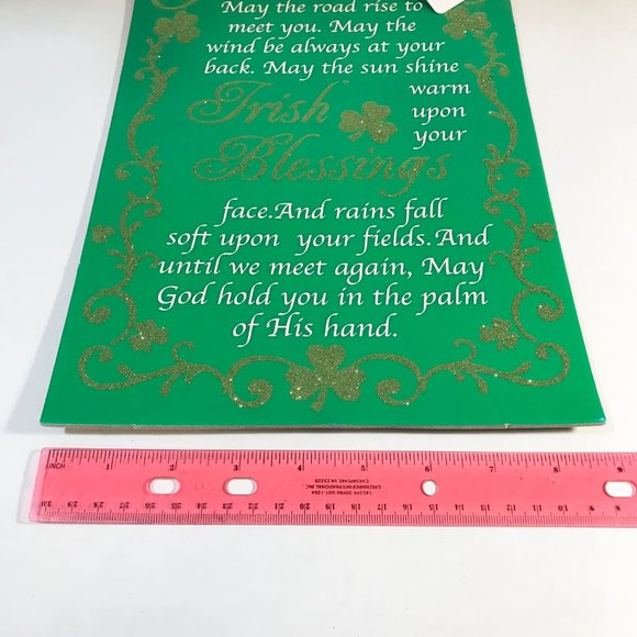 Irish Blessing Cross Wall Door Sign Plaque St. Patricks Day Green Shamrock - Picture 9 of 10